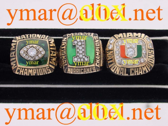 Miami Hurricanes 1987, 1989 and 1991 National Championship Rings