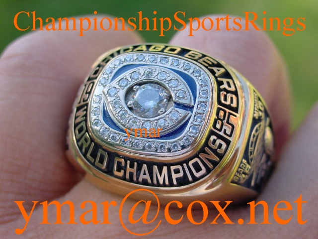 1985 CHICAGO BEARS SUPER BOWL CHAMPIONSHIP 10K RING!!! Item number: 180075793881 Auctions ends on Jan-24-07 18:15:00 PST Size 23. Weight is 51.6 Grams of 10K Gold. 