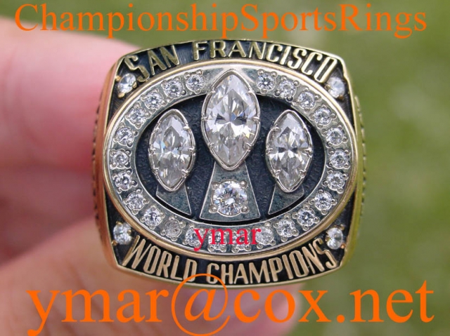 1988 SAN FRANCISCO 49ERS SUPER BOWL CHAMPIONSHIP 10K RING Item number: 180075797200 Auction ends on Jan-24-07 18:30:00 PST   Size 11, Weight is 41.2 Grams of 10K Gold. 