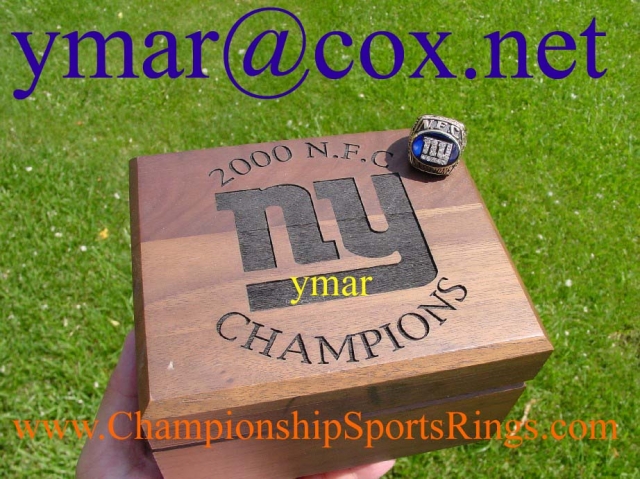 2000 NY Giants NFC Championship Ring and Original Wooden Presentation Box