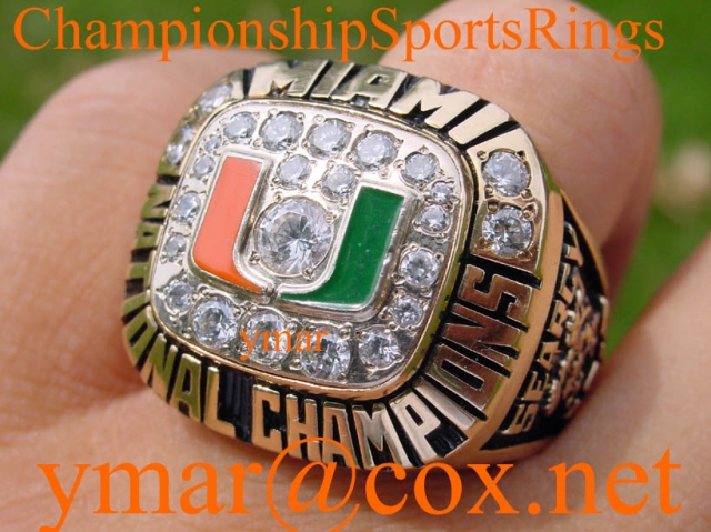 1991 Miami Hurricanes National Championship 10K Ring.  Size 14 3/4.  53.1 Grams of 10K Gold.  Belonged to NFL Star and NFL First Round Draft Choice Leon Searcy.  $$$SOLD$$$